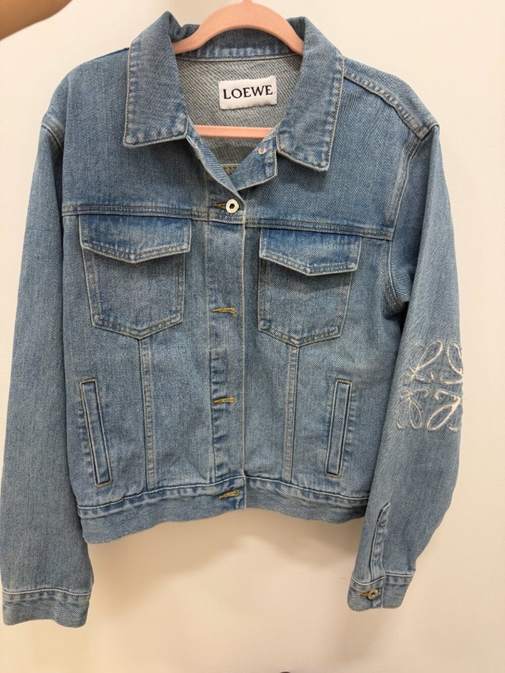 LOEWE Men’s Anagram Embroidered Denim Jacket Blue XL Made in Portugal Unisex